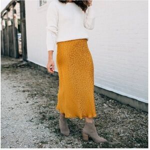 Banana Republic Golden Leopard Print Midi Skirt